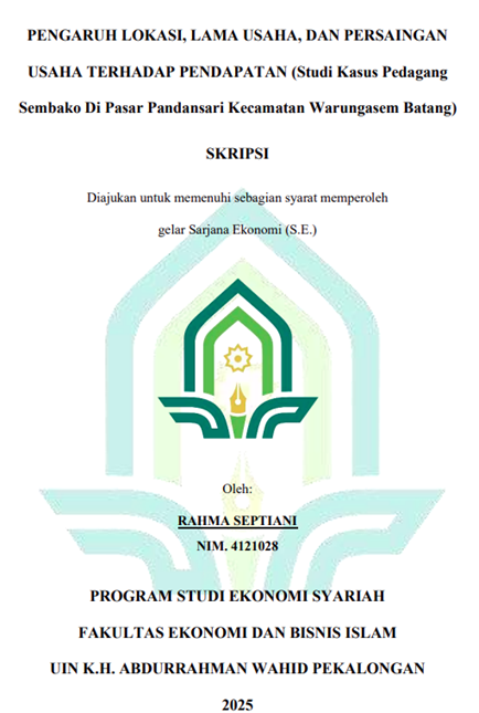 Image of Pengaruh Lokasi, Lama Usaha, dan Persaingan Usaha Terhadap Pendapatan (Studi Kasus Pedagang Sembako di Pasar Pandansari Kecamatan Warungasem Batang)