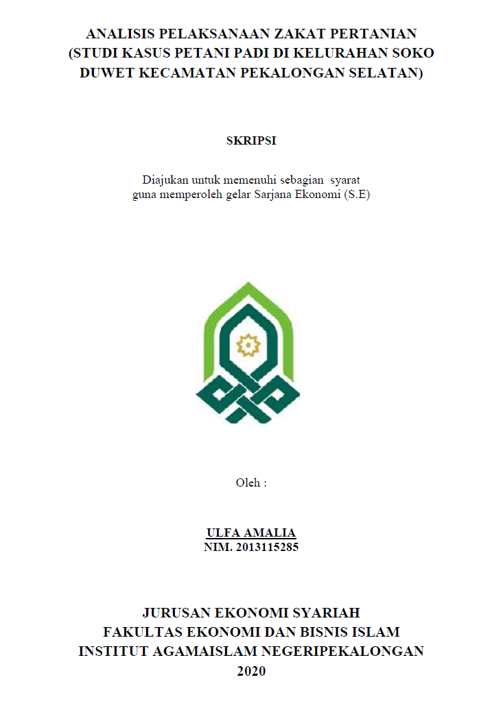 Image of Analisis Pelaksanaan Zakat Pertanian (Studi Kasus Petani Padi di Kelurahan Soko Duwet Kecamatan Pekalongan Selatan)