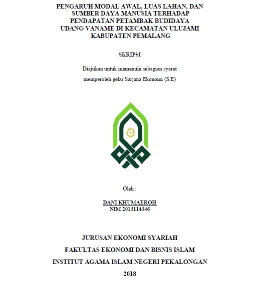 Image of Pengaruh Modal Awal, Luas Lahan, Dan Sumber Daya Manusia Terhadap Pendapatan Petambak Budidaya Udang Vaname Di Kecamatan Ululjami Kabupaten Pemalang
