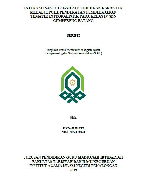 Image of Internalisasi Nilai-Nilai Pendidikan Karakter Melalui Pola Pendekatan Pembelajaran Tematik Integralistik Pada Kelas IV SDN Cempereng Batang