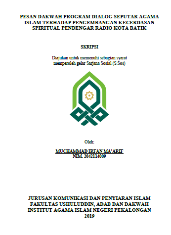 Image of Pesan Dakwah Program Dialog Seputar Agama Islam Terhadap Pengembangan Kecerdasan Spritual Pendengar Radio Kota Batik