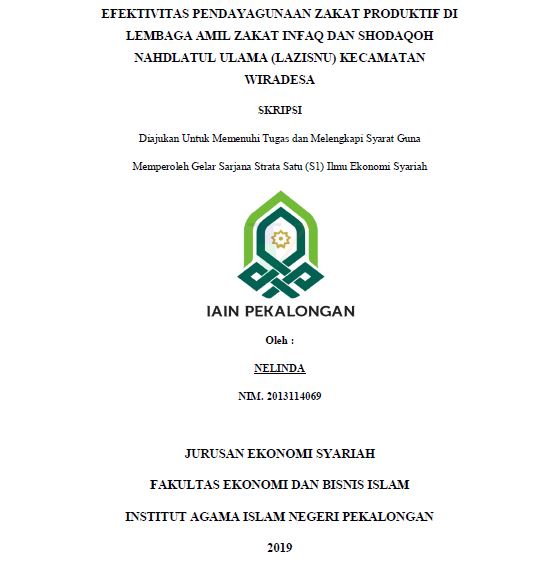 Image of Efektivitas Pendayagunaan Zakat Produktif Di Lembaga Amil Zakat Infaq Dan Shodaqoh Nahdlatul Ulama (LAZISNU) Kecamatan Wiradesa