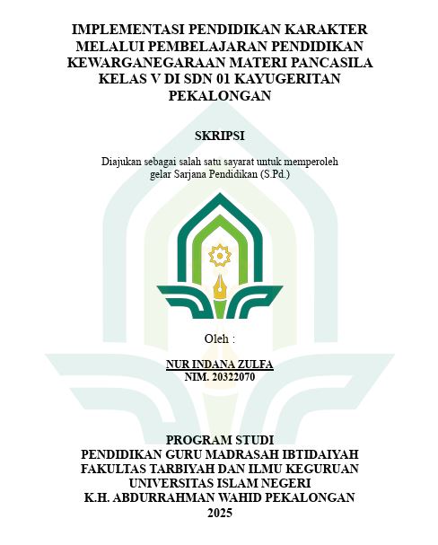 Image of Implementasi Pendidikan Karakter Melalui Pembelajaran Pendidikan Kewarganegaraan Materi Pancasila Kelas V Di SD 01 Kayu Garitan Pekalongan