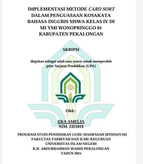 Image of Implementasi Metode Card Sort Dalam Penguasaan Kosakata Bahasa Inggris Siswa Kelas IV di MI YMI Wonopringgo 01 Kabupaten Pekalongan