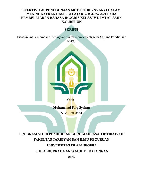 Image of Efektivitas Penggunaan Metode Bernyanyi dalam Meningkatkan Hasil Belajar Vocabulary pada Pembelajaran Bahasa Inggris Kelas IV di MI Al Amin Kalibeluk