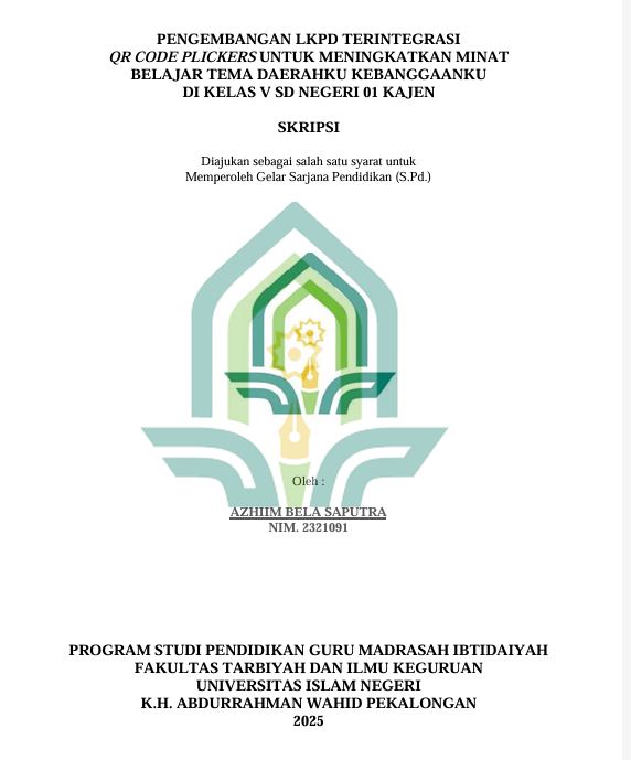 Image of Pengembangan LKPD Terintegrasi QR Code Plickers untuk Meningkatkan Minat Belajar Tema Daerahku Kebanggaanku di Kelas V SD Negeri 01 Kajen