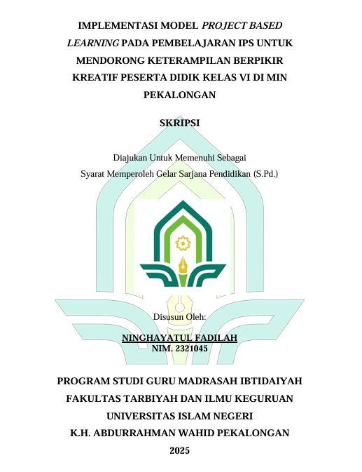 Image of Implementasi Model Project Based Learning pada Pembelajaran IPS untuk Mendorong Keterampilan Berpikir Kreatif Peserta Didik Kelas VI di MIN Pekalongan