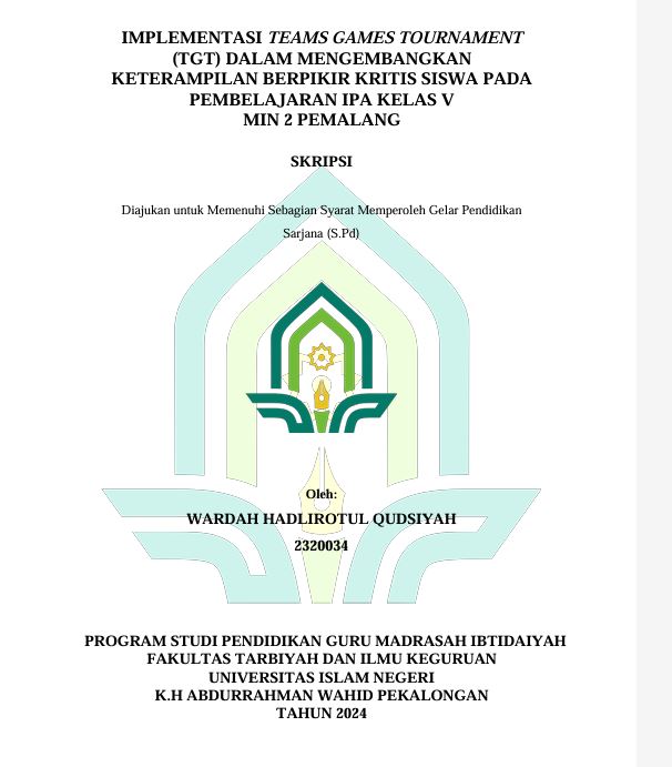 Image of Implementasi Teams Games Tournament (TGT) dalam Mengembangkan Keterampilan Berpikir Kritis Siswa pada Pembelajaran IPA Kelas V MIN 2 Pemalang