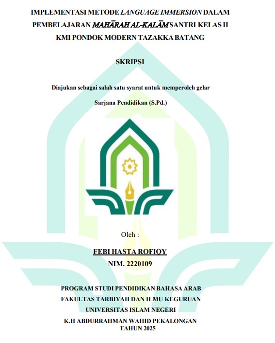 Image of Implementasi Metode Language Immersion Dalam Pembelajaran Maharah Al-Kalam Santri Kelas II KMI Pondok Modern Tazakka Batang
