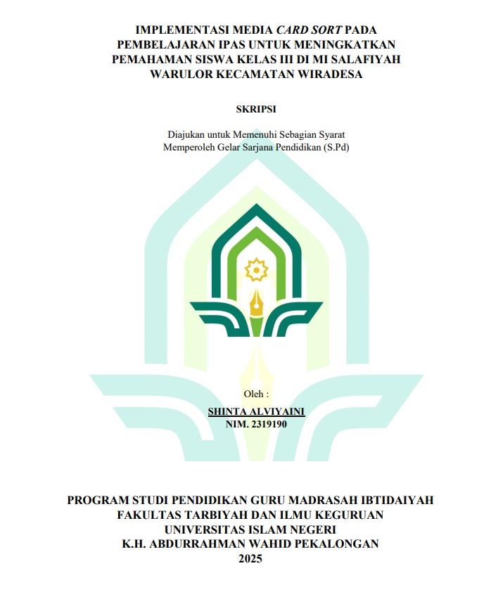 Image of Implementasi Media Card Sort pada Pembelajaran IPAS untuk Meningkatkan Pemahaman Siswa Kelas III di MI Salafiyah Warulor Kecamatan Wiradesa
