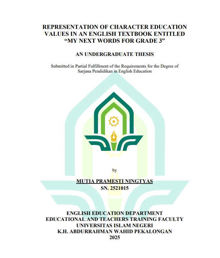 Image of Representation Of Character Education Values In An English Textbook Entitled ''My Next Words For Grade 3''