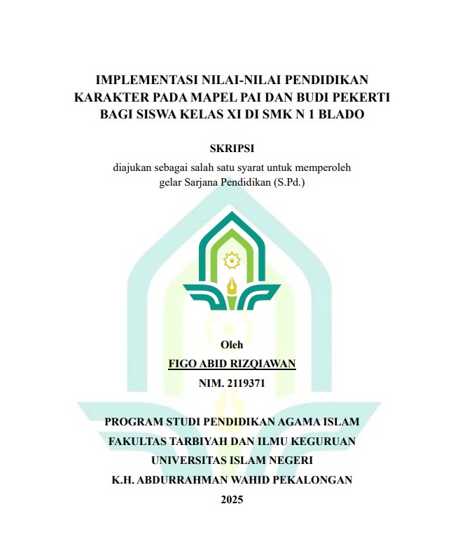 Image of Implementasi Nilai-Nilai Pendidikan Karakter Pada Mapel PAI dan Budi Pekerti Bagi Siswa Kelas Xi di SMK N 1 Blado