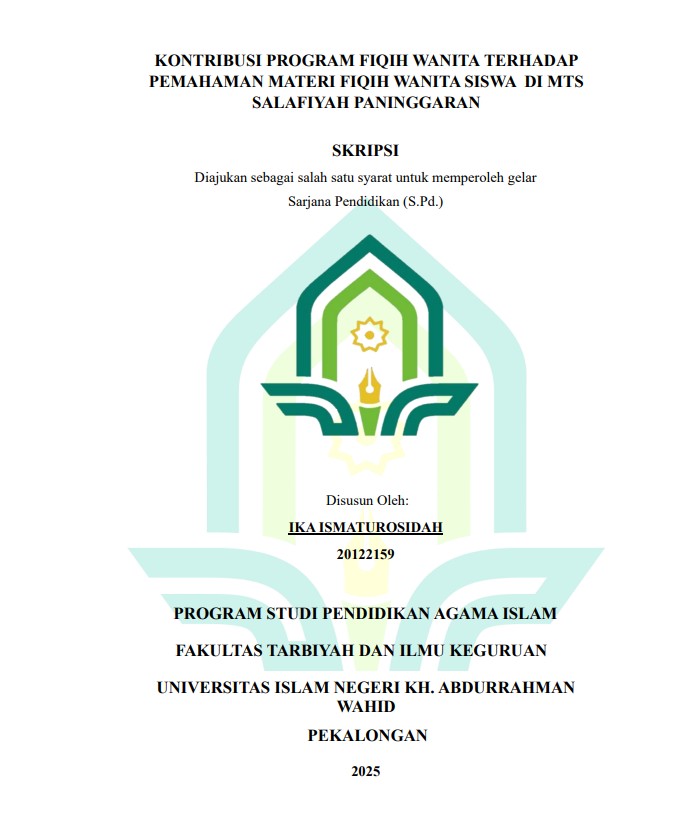 Image of Kontribusi Program Fiqih Wanita Terhadap Pemahaman Materi Fiqih Wanita Siswa Di Mts Salafuyah Paninggaran