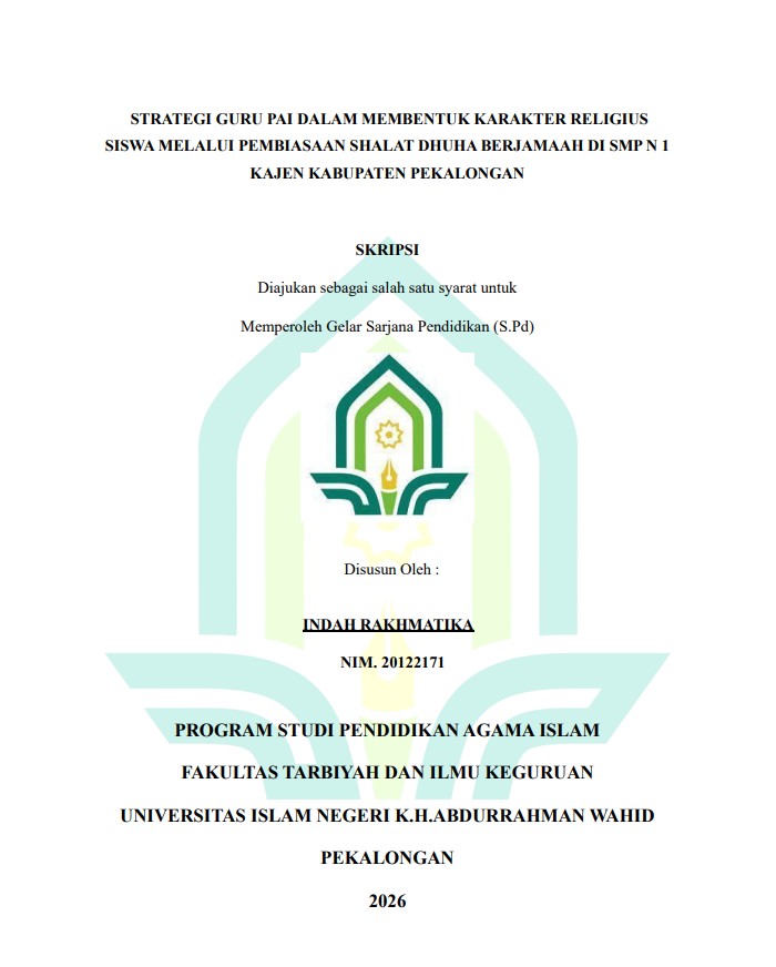 Image of Strategi Guru PAI Dalam Membentuk Karakter Religius Siswa Melalui Pembiasaaan Shalat Dhuha Berjamaah Di SMP N 1 Kajen Kabupaten Pekalongan