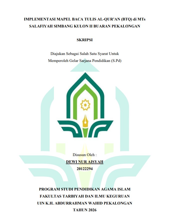 Image of Implementasi Mapel Baca Tulis Al-Qur'an (BTQ) Di Mts Salafiyah Simbang Kulon II Buaran Pekalongan