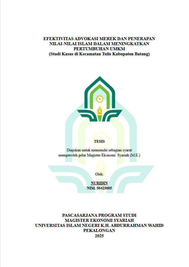 Image of Efektivitas Advokasi Merek Dan Penerapan Nilai-Nilai Islam Dalam Meningkatkan Pertumbuhan Umkm (Studi Kasus Di Kecamatan Tulis Kabupaten Batang )
