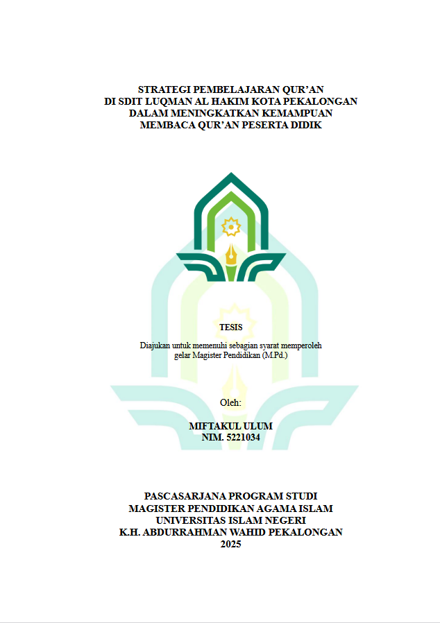 Image of Strategi Pembelajaran Qur'an Di SDIT Luqman Al Hakim Kota Pekalongan Dalam Meningkatkan Kemampuan Membaca Qur'an Peserta Didik