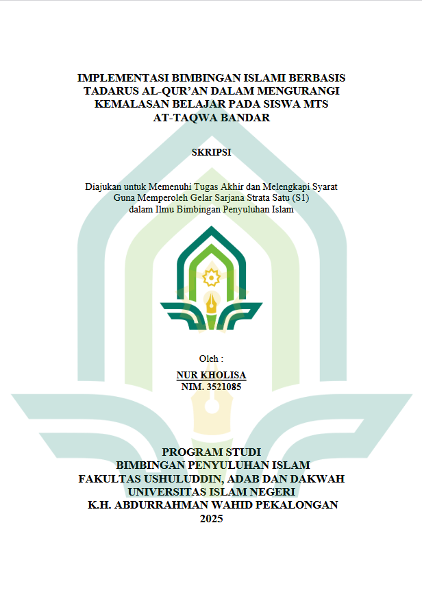 Image of Implementasi Bimbingan Islami Berbasis Tadarus Al-Qur'an Dalam Mengurangi Kemalasan Belajar Pada Siswa MTs At-Taqwa Bandar