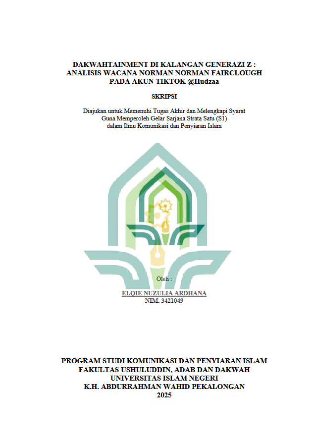 Image of Dakwahtainment Dikalangan Generasi Z : Analisis Wacana Norman Fairclough Pada Akun Tiktok @Hudzaa