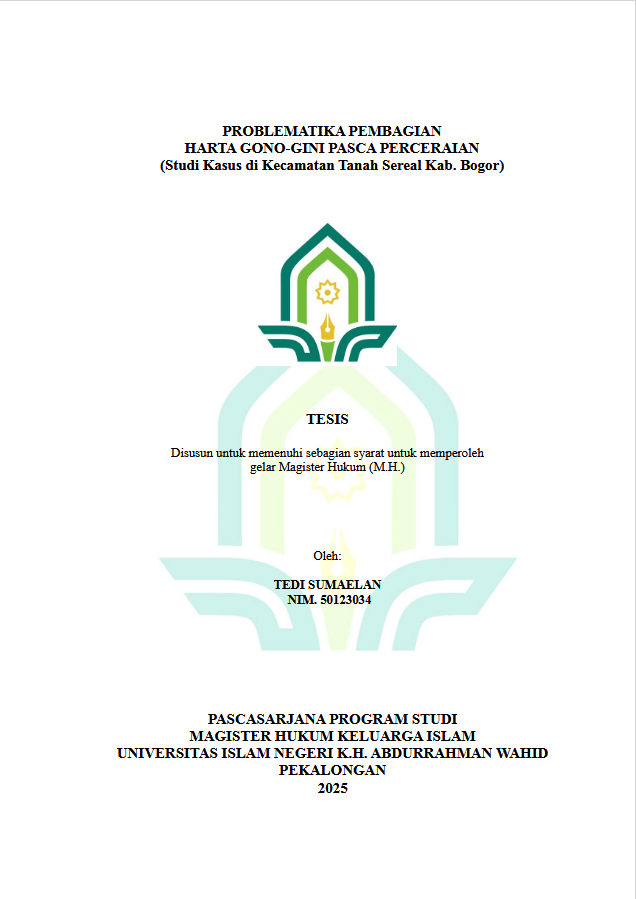 Image of Problematika Pembagian Harta Gono-Gini Pasca Perceraian (Studi Kasus di Kecamatan Tanah Sereal Kab. Bogor)