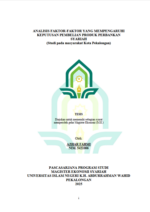 Image of Analisis Faktor-Faktor Yang Mempengaruhi Keputusan Pembelian Produk Perbankan Syariah (Studi Pada Masyarakat Kota Pekalongan)