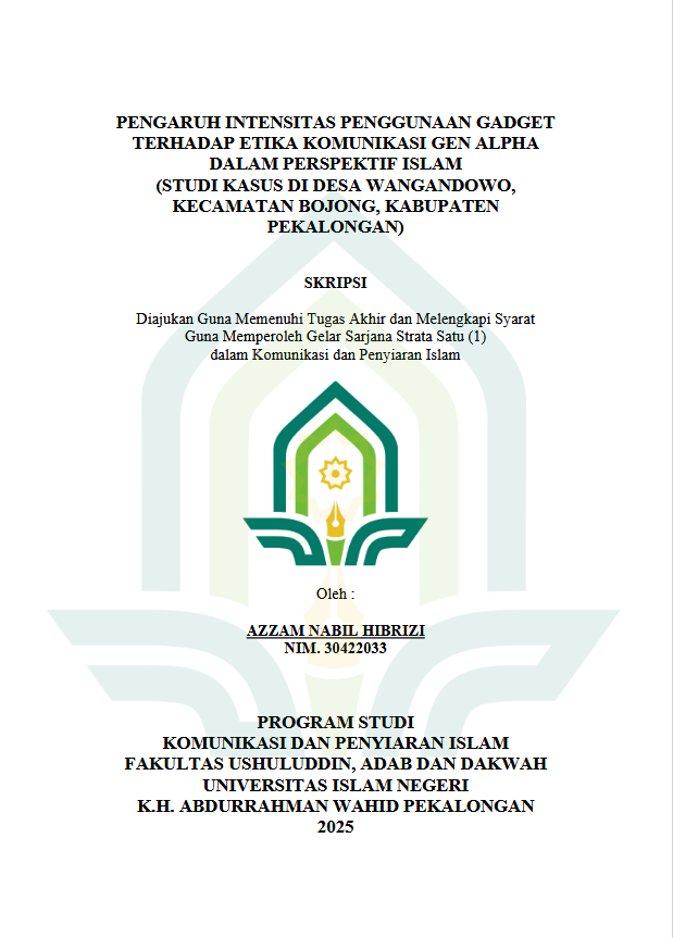 Image of Pengaruh Intensitas Penggunaan Gadget Terhadap Etika Komunikasi Gen Alpha Dalam Perspektif Islam (Studi Kasus di Desa Wangandowo, Kecamatan Bojong, Kabupaten Pekalongan)