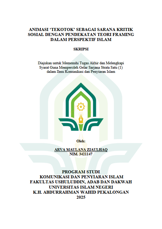 Image of Animasi 'Tekotok' Sebagai Sarana Kritik Sosial Dengan Pendekatan Teori Framing Dalam Perspektif Islam