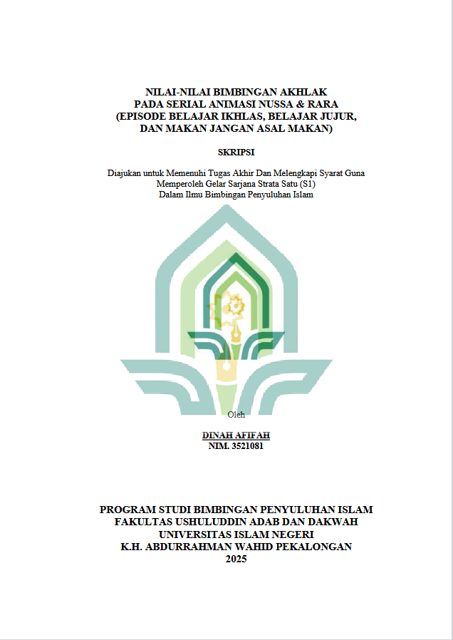 Image of Nilai-Nilai Bimbingan Akhlak Pada Serial Animasi Nussa dan Rara (Episode Belajar Ikhlas, Belajar Jujur, dan Makan Jangan Asal Makan)