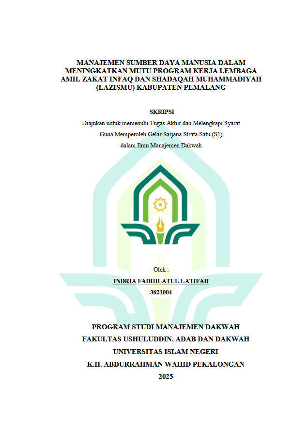 Image of Manajemen Sumber Daya Manusia Dalam Meningkatkan Mutu Progam Kerja Lembaga Amil Zakat Infaq Dan Shadaqah Muhammadiyah (Lazismu) Kabupaten Pemalang
