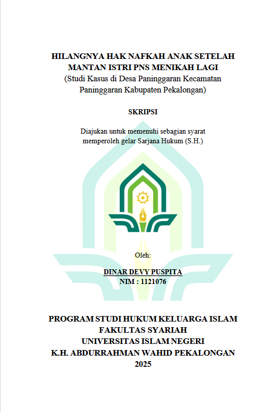 Image of Hilangnya Hak Nafkah Anak Setelah Mantan Istri PNS Menikah Lagi (Studi Kasus di Desa Paninggaran Kecamatan Paninggaran Kabupaten Pekalongan)