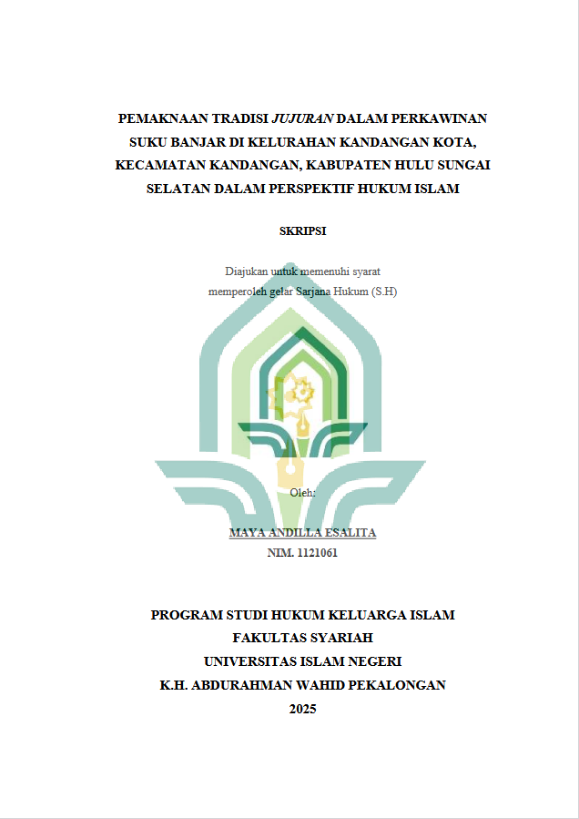 Image of Pemaknaan Tradisi Jujuran Dalam Perkawinan Suku Banjar Di Kelurahan Kandangan Kota, Kecamatan Kandangan, Kabupaten Hulu Sungai Selatan Dalam Perspektif Hukum Islam
