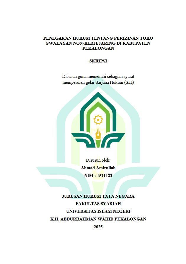 Image of Penegakan Hukum Tentang Perizinan Toko Swalayan Non-Berjejaring Di Kabupaten Pekalongan