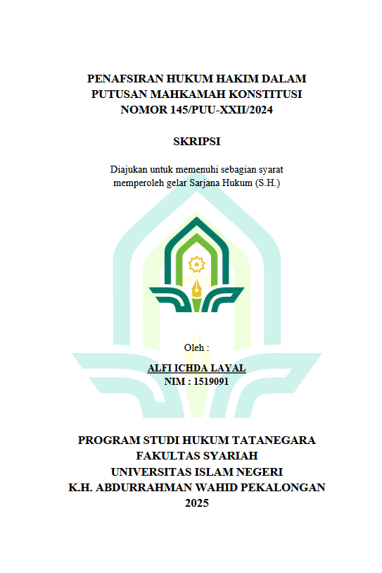 Image of Penafsiran Hukum Hakim Dalam Putusan Mahkamah Konstitusi Nomor 145/PUU-XXII-2024
