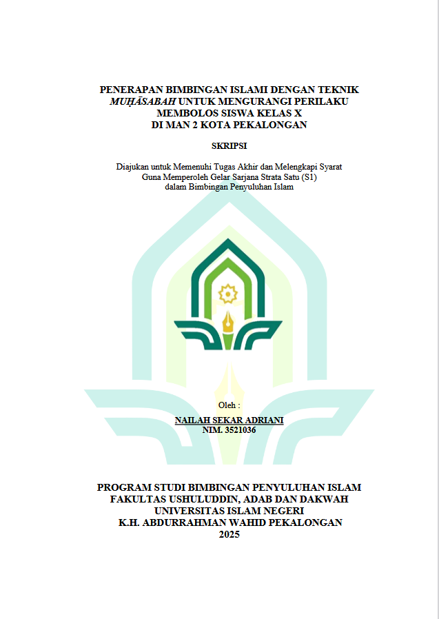 Image of Penerapan Bimbingan Islami Dengan Teknik Muhasabah Untuk Mengurangi Perilaku Membolos Siswa Kelas X Di MAN 2 Kota Pekalongan
