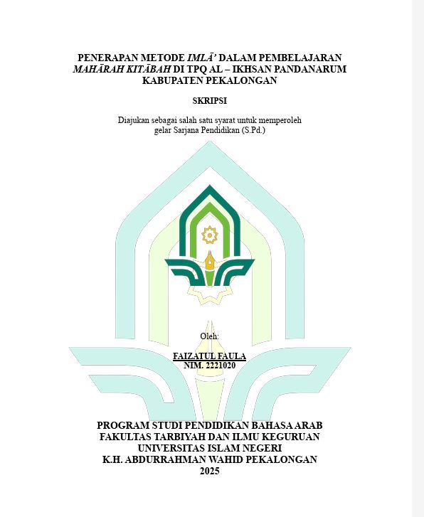 Image of Penerapan Metode Imla' Dalam Pembelajaran Maharah Kitabah Di TPQ Al-Ikhsan Pandanarum Kabupaten Pekalongan