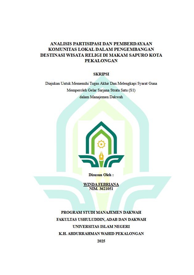 Image of Analisis Partisipasi Dan Pemberdayaan Komunitas Lokal Dalam Pengembangan Destinasi Wisata Religi Di Makam Sapuro Kota Pekalongan