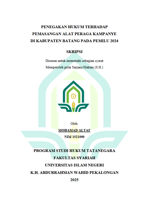 Image of Penegakan Hukum Terhadap Pemasangan Alat Peraga Kampanye Di Kabupaten Batang Pada Pemilu 2024