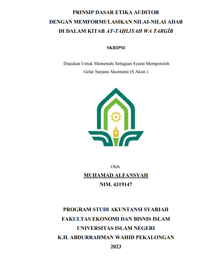 Image of Prinsip Dasar Etika Auditor Dengan Memformulasikan Nilai-Nilai Adab Di Dalam Kitab At-Tahliyah Wa Targib