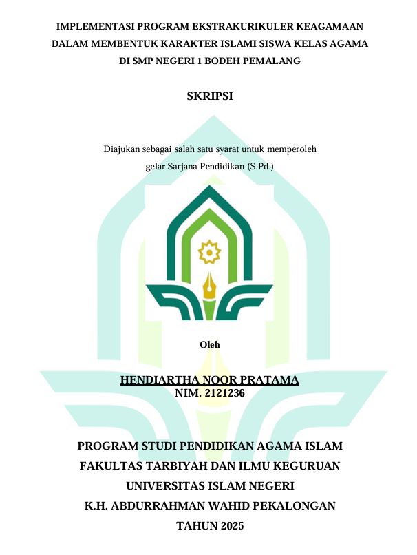 Image of Implementasi Program Ekstrakulikuler Keagamaan Dalam Membentuk Karakter Islami Siswa Kelas Agama di SMP Negeri 1 Bodeh Pemalang