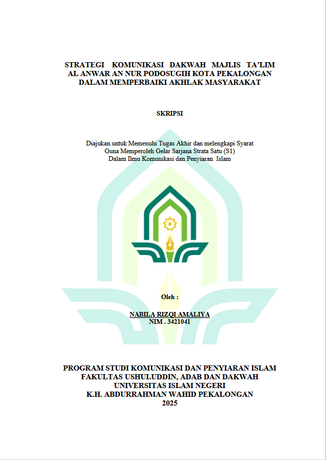 Image of Strategi Komunikasi Dakwah Majlis Ta'lim Anwar An Nur Podosugih Kota Pekalongan Dalam Memperbaiki Akhlak Masyarakat
