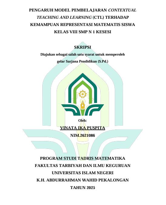 Image of Pengaruh Model Pembelajaran Contextual Teaching Abd Learning (CTL) Terhadap Kemampuan Representasi Matematis Siswa Kelas VIII SMP N 1 Kesesi