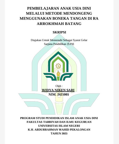 Image of Pembelajaran Anak Usia Dini Melalui Metode Mendongeng Menggunakan Boneka Tangan DI RA Arrokhman