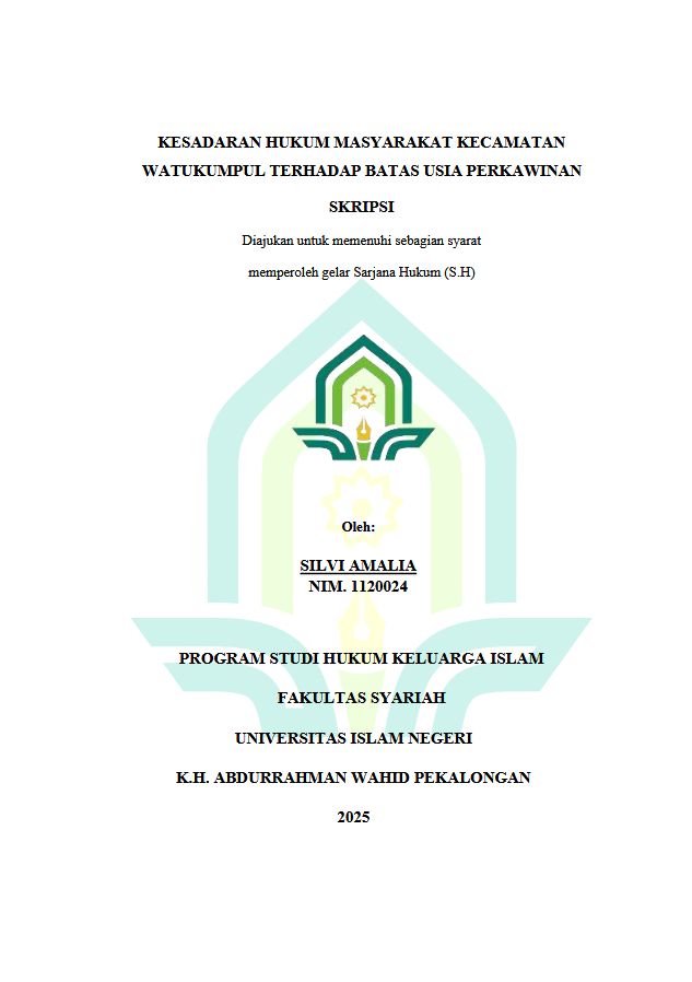 Image of Kesadaran Hukum Masyarakat Kecamatan Watukumpul Terhadap Batas Usia Perkawinan