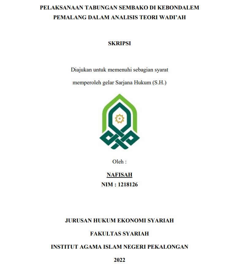 Image of Pelaksanaan Tabungan Sembako di Kebondalem Pemalang dalam Analisis Teori Wadiah
