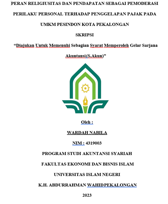 Image of Peran Religiusitas dan Pendapatan Sebagai Pemoderasi Perilaku Personal Terhadap Penggelapan Pajak pada UMKM Pesindon Kota Pekalongan