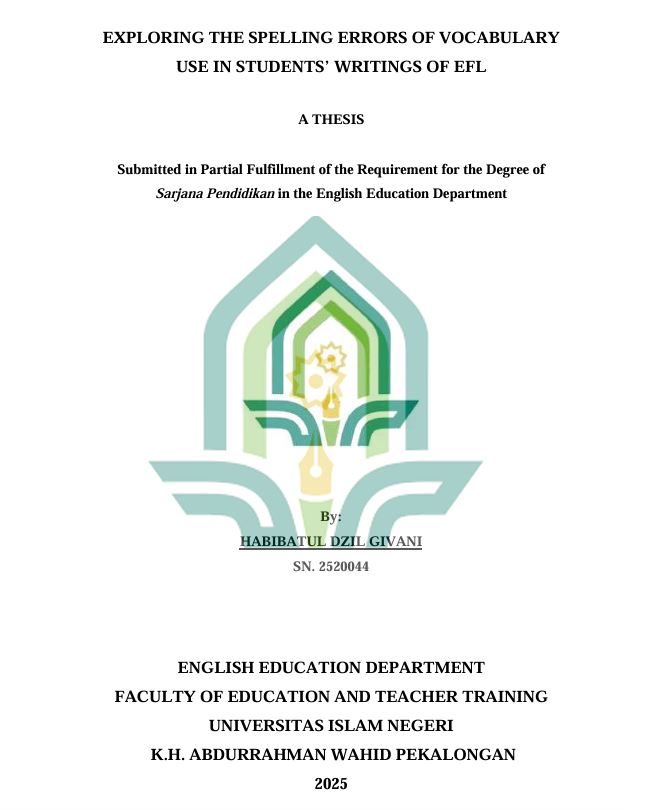 Image of Exploring The Spelling Errors Of Vocabulary Use In Students' WritingS of EFL
