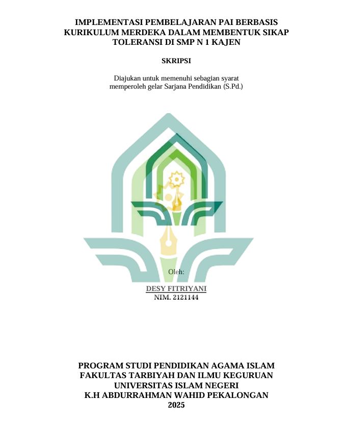Image of Implementasi Pembelajaran PAI Berbasis Kurikulum Merdeka Dalam Membentuk Sikap Toleransi Di SMP N 1 Kajen