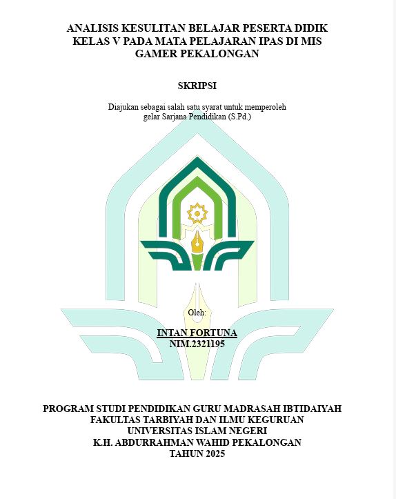 Image of Analisis Kesulitan Belajar Peserta Didik Kelas V Pada Mata Pelajaran IPAS Di MIS Gamer Pekalongan