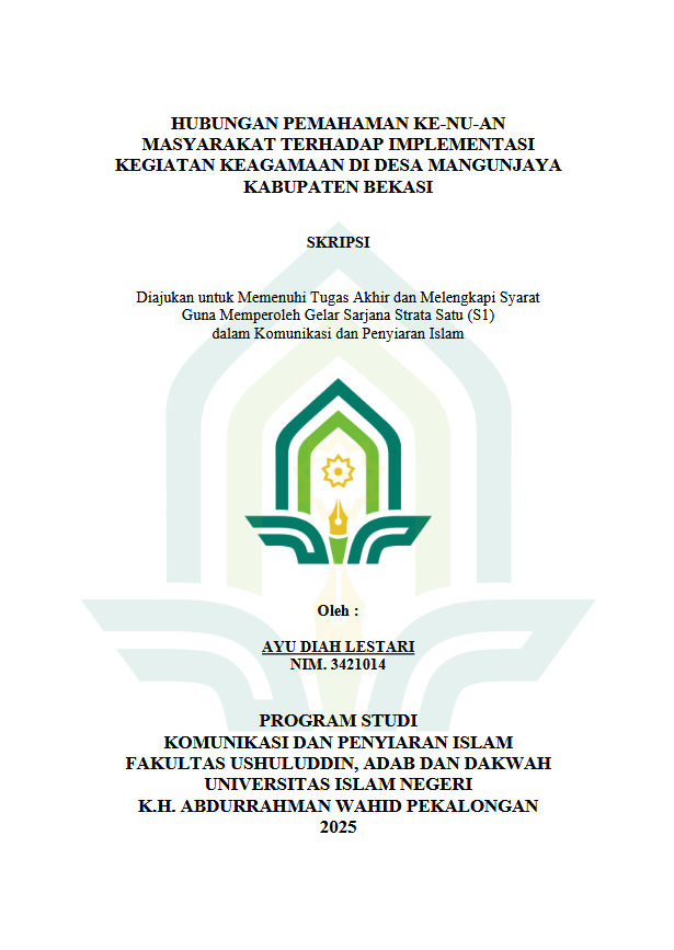 Image of Hubungan Pemahaman Ke-NU-An Masyarakat Terhadap Implementasi Kegiatan Keagamaan Di Desa Mangunjaya Kabupaten Bekasi