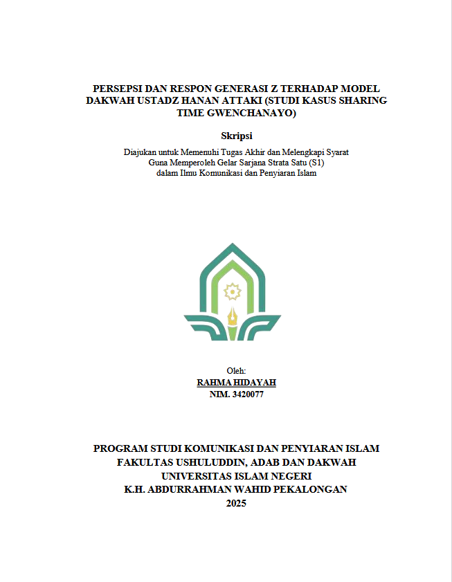 Image of Persepsi Dan Respon Generasi Z Terhadap Model Dakwah Ustadz Hanan Attaki (Studi Kasus Sharing Time Gwenchanayo)